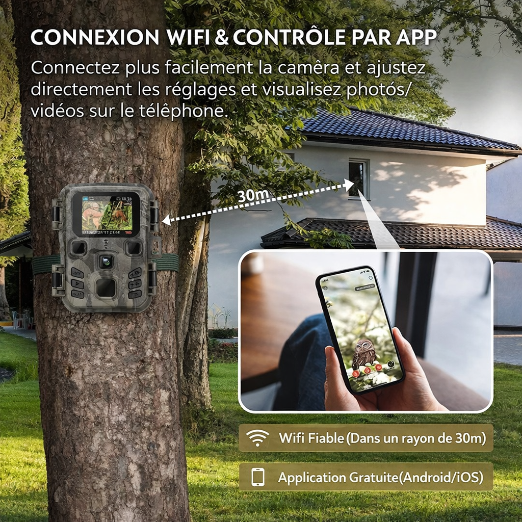 Caméra de Chasse Mini Compacte Wifi